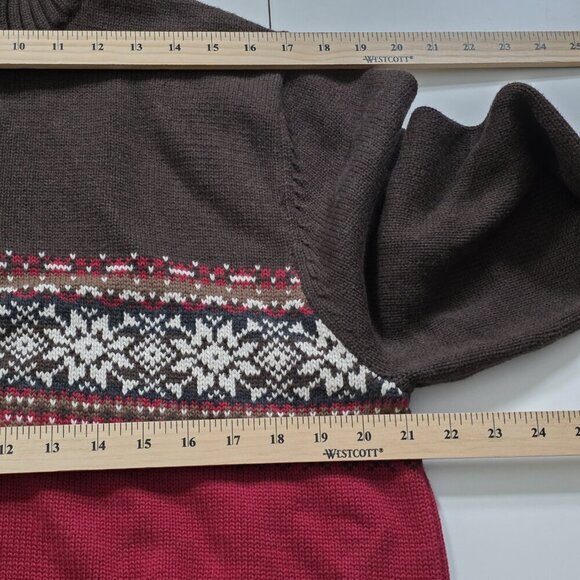 Eddie Bauer Sweater Mens L Tall Multi Fair Isle LS 1/4 Zip Mock Cotton Cottage - Picture 5 of 14